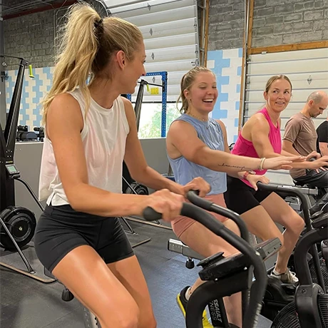 Coach leading warm-up in group fitness classes in Cranberry Township